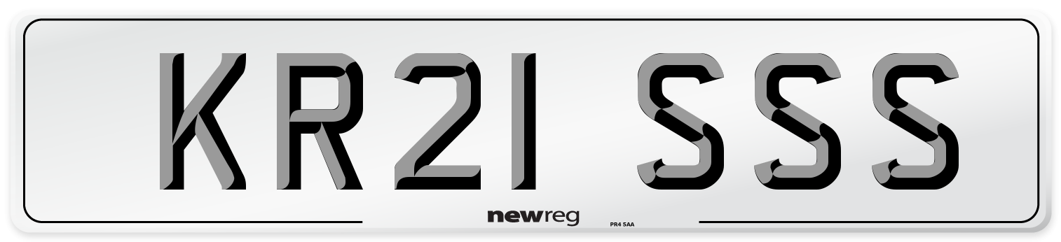 KR21 SSS Number Plate from New Reg